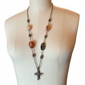 Vintage Beautiful Handcrafted Agate Stones Catholic Rosary Crucifix
